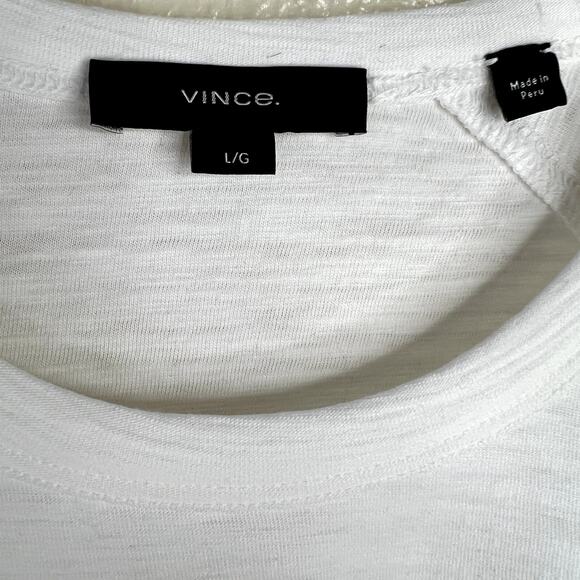Vince 100% Cotton Long Sleeve Pocket Crew T-Shirt Optic White Men's LARGE - Picture 4 of 8